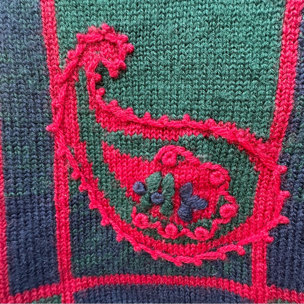 Pendleton Plaid Virgin Wool Cardigan 2X Harvest Cornucopia Embroidery - Picture 11 of 13